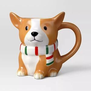 Wondershop Christmas Corgi Dog Mug Figural Earthenware Holiday Mug NEW